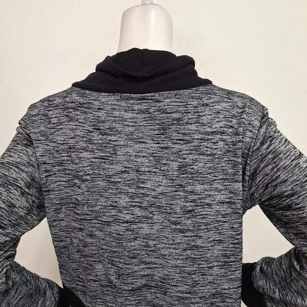 Hail3Y:23 Heather Gray Black Academia Lagenlook Cowl Neck Cozy Sweater Size XL